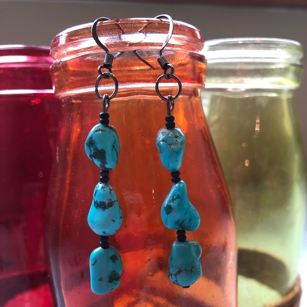 Turquoise Stone Drop Earrings